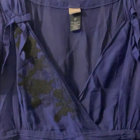 Anthropologie navy dress with floral appliqué - Picture 2 of 5